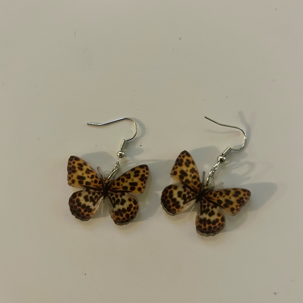 Leopard Print Butterfly Earrings